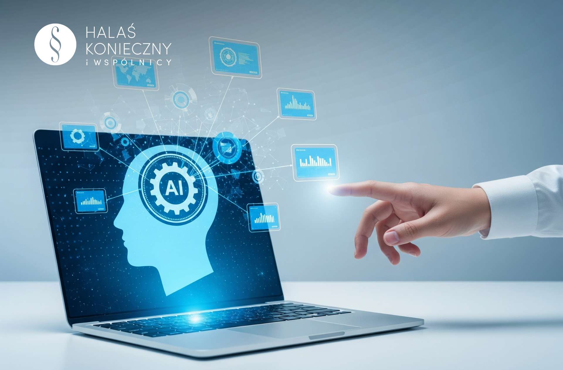 Laptop z symbolem AI