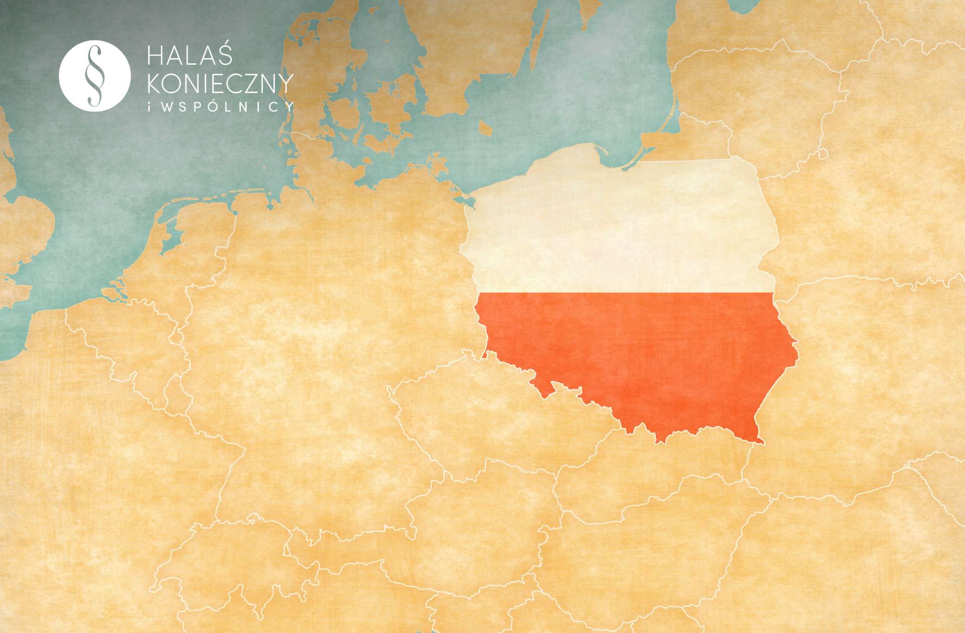 Mapa Europy, polska zaznaczona na biało-czerwono